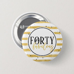 Badge Rond 5 Cm Gold Quarty & Fabable Bouton Confetti Anniversaire