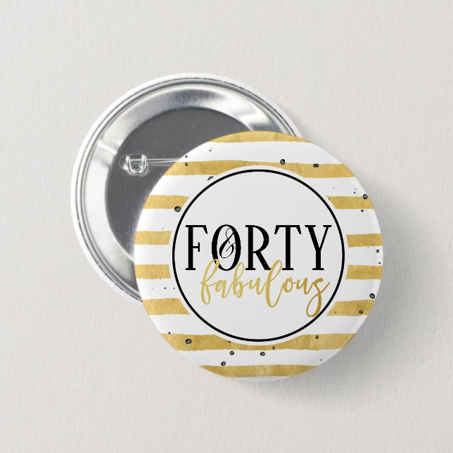 Badge Rond 5 Cm Gold Quarty & Fabable Bouton Confetti Anniversaire (Devant & derrière)