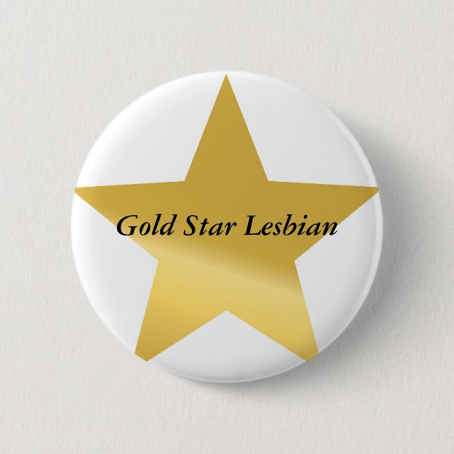 Badge Rond 5 Cm gold-star-2, lesbienne d'étoile d'or (Devant)