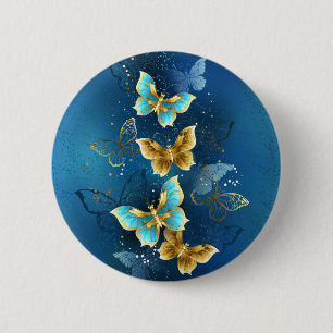 Badge Rond 5 Cm Golden butterflies