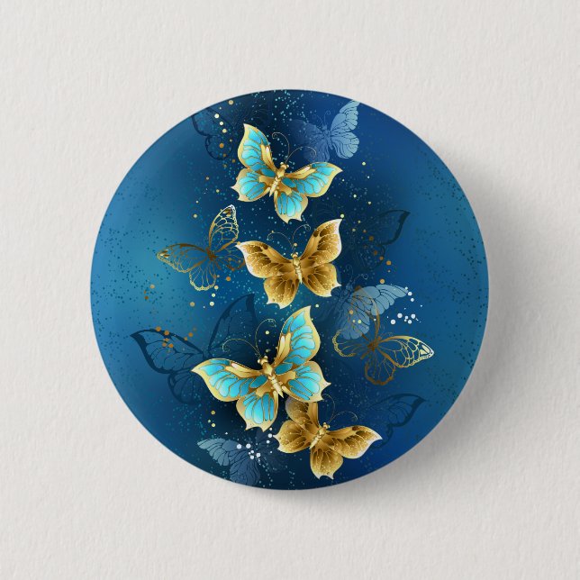 Badge Rond 5 Cm Golden butterflies (Devant)