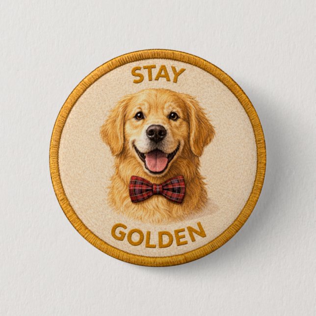 Badge Rond 5 Cm Golden Button (Devant)