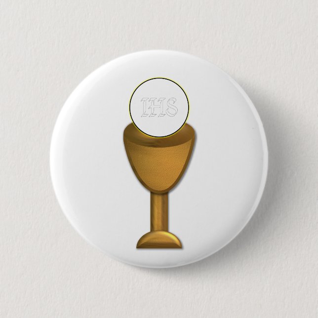 Badge Rond 5 Cm Golden Chalice and Host (Devant)