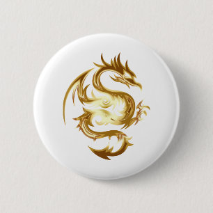 Badge Rond 5 Cm Golden Dragon