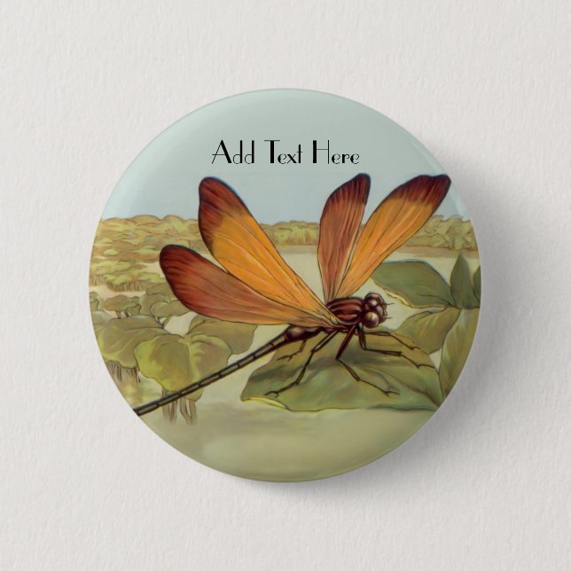 Badge Rond 5 Cm Golden Dragonfly (Devant)