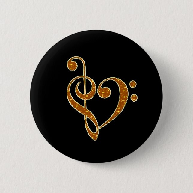 Badge Rond 5 Cm Golden Love Musical Notes (Devant)