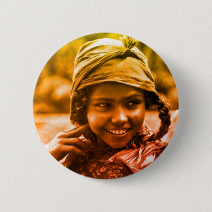 Badge Rond 5 Cm Golden Maghreb Tunisienne Djerba fille femme Butto