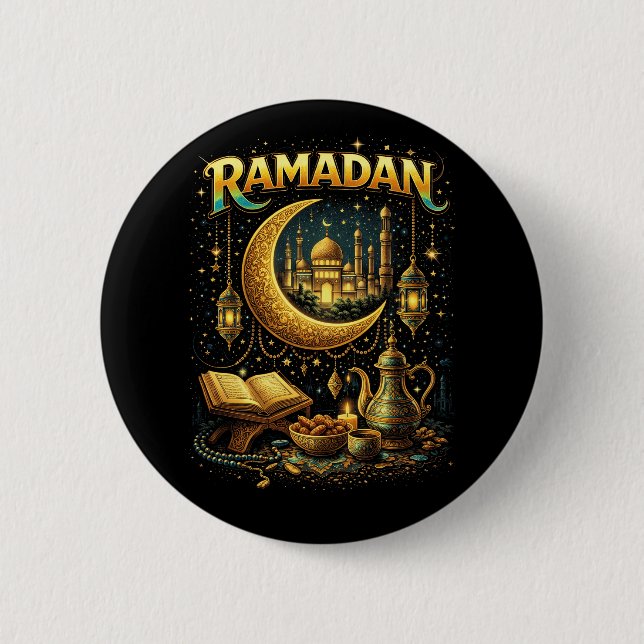 Badge Rond 5 Cm Golden Nights of Ramadan (Devant)