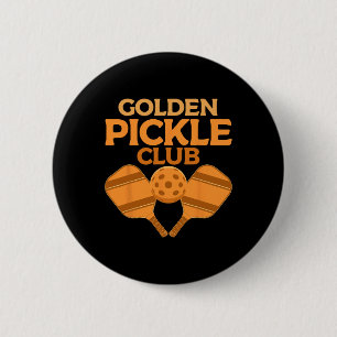 Badge Rond 5 Cm Golden Pickle Club Funny Pickleball Joueurs Pickle