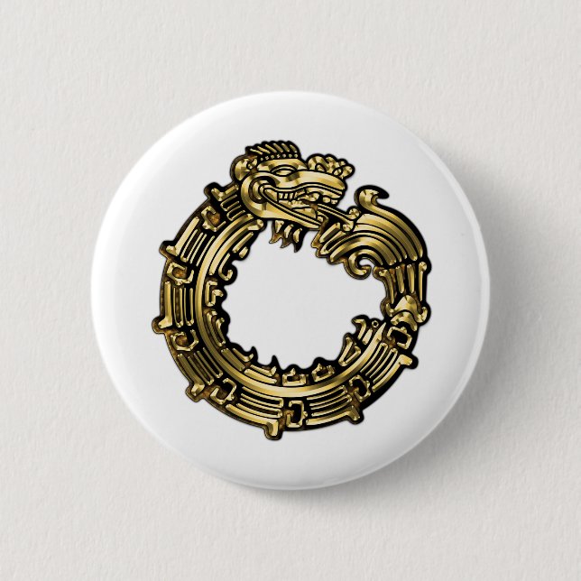 Badge Rond 5 Cm Golden Quetzalcoatl (Devant)