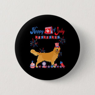 Badge Rond 5 Cm Golden Retriever 4 juillet Retriever Indépendance