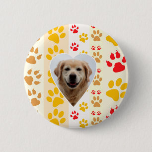 Badge Rond 5 Cm Golden Retriever Chien Coeurs Pâtes Imprimer