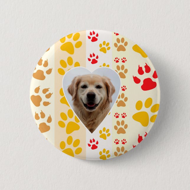 Badge Rond 5 Cm Golden Retriever Chien Coeurs Pâtes Imprimer (Devant)