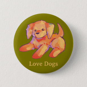 Badge Rond 5 Cm Golden retriever, chiot 