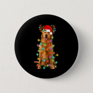 Badge Rond 5 Cm Golden Retriever Christmas Tree Lights Pyjama Chie