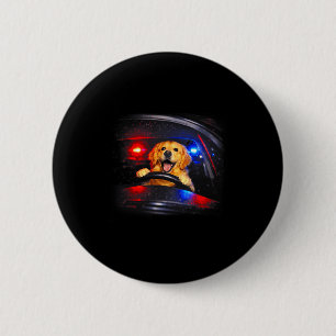 Badge Rond 5 Cm Golden retriever conduisant mème chien conduisant