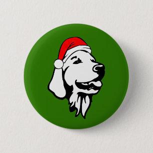 Badge Rond 5 Cm Golden Retriever_Dog avec Noël Santa Hat