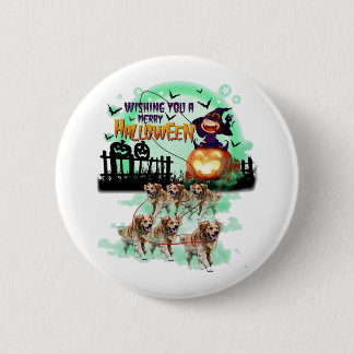 Badge Rond 5 Cm Golden Retriever Halloweenpumkins satan dod