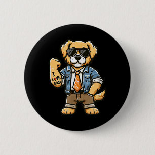 Badge Rond 5 Cm Golden Retriever I Love Papa Funny Chien Tattoo