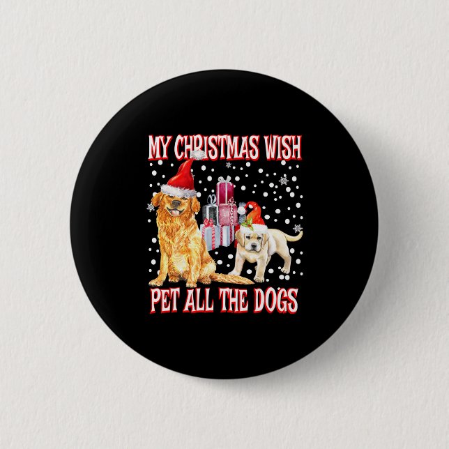 Badge Rond 5 Cm Golden Retriever My Christmas Wish Pet All The D  (Devant)