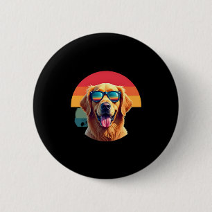 Badge Rond 5 Cm Golden Retriever pour enfants garçons filles lunet
