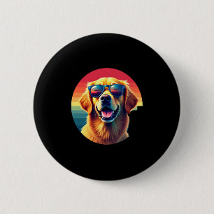 Badge Rond 5 Cm Golden Retriever pour enfants garçons filles lunet