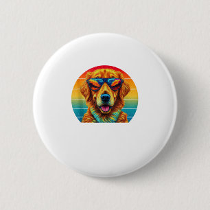 Badge Rond 5 Cm Golden Retriever pour enfants garçons filles lunet
