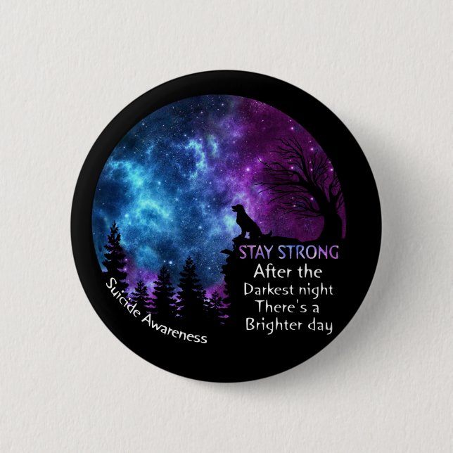 Badge Rond 5 Cm Golden Retriever Suicide Sensibilisation Restez Am (Devant)