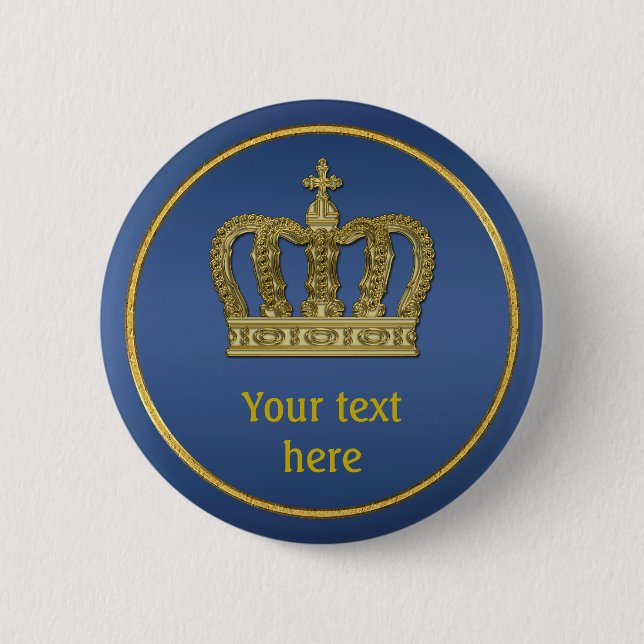 Badge Rond 5 Cm Golden Royal Crown II + votre backgr. & idées (Devant)