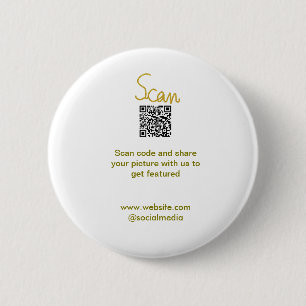 Badge Rond 5 Cm Golden Scan QR code parties scintillant simple élé