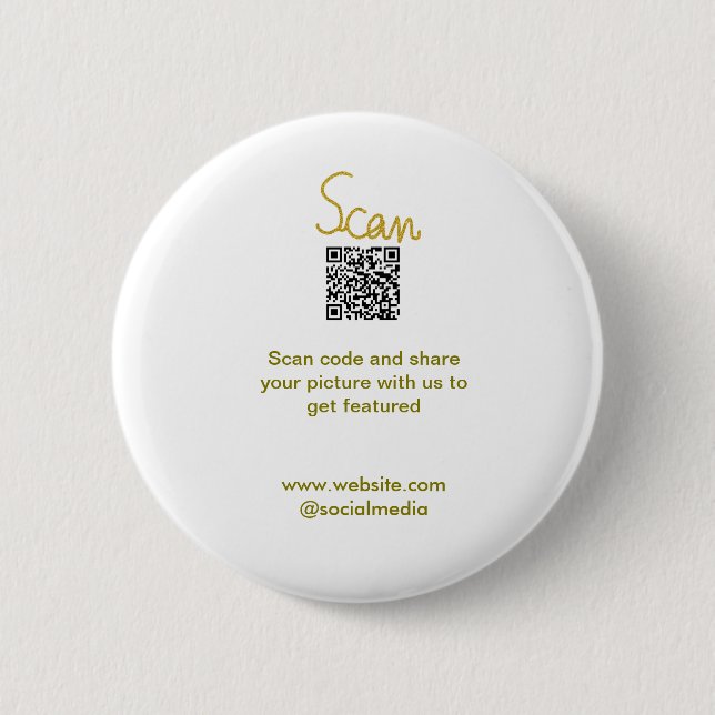 Badge Rond 5 Cm Golden Scan QR code parties scintillant simple élé (Devant)