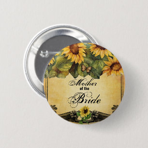 Badge Rond 5 Cm Golden Sunflowers Mother of the Bride Button