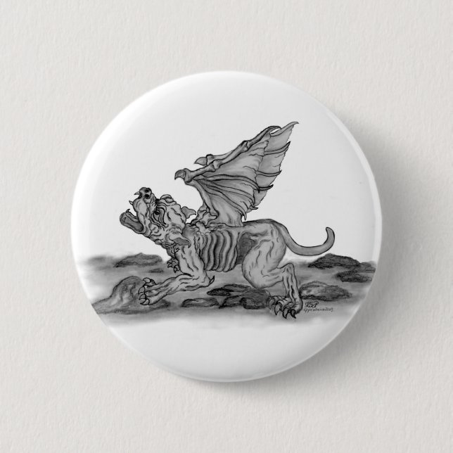 Badge Rond 5 Cm Golem Gargoyle (Devant)