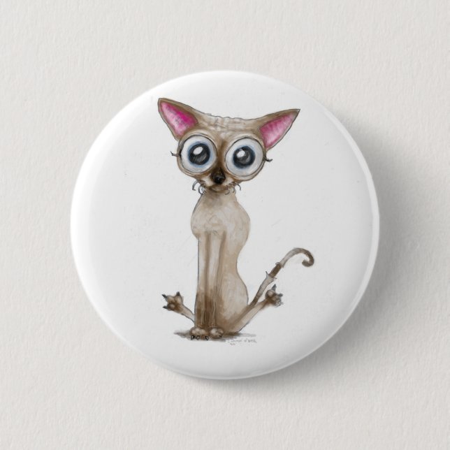 Badge Rond 5 Cm Golemn le chat (Selkirk Rex) (Devant)