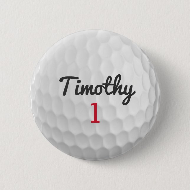 Badge Rond 5 Cm Golf Ball Dimples with Black Name Red Number (Devant)