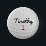 Badge Rond 5 Cm Golf Ball Dimples with Black Name Red Number<br><div class="desc">A sporty and manly pattern for the guys and boys in your family.This sports design is perfect for any athlete. It looks like a photo of a gold ball. You can use this as a Happy Birthday favor and include the number years old in the number area.</div>