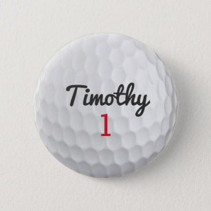 Badge Rond 5 Cm Golf Ball Dimples with Black Name Red Number