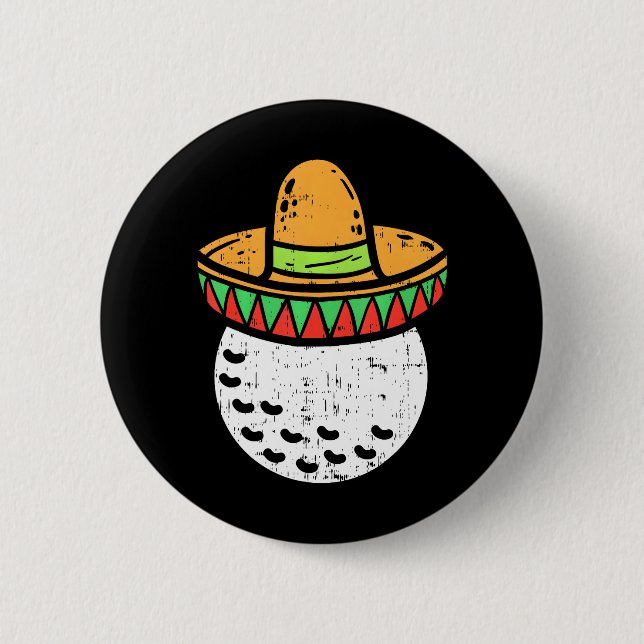 Badge Rond 5 Cm Golf Ball Sombrero Cinco De Mayo Golf mexicain (Devant)
