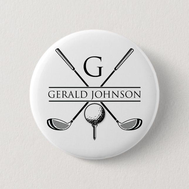 Badge Rond 5 Cm Golf Design Monogramme Modèle (Devant)