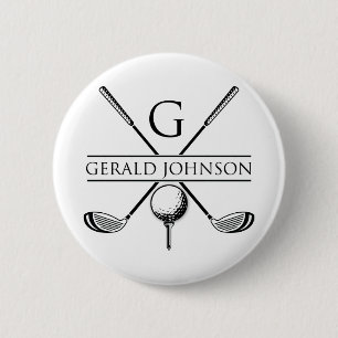Badge Rond 5 Cm Golf Design Monogramme Modèle