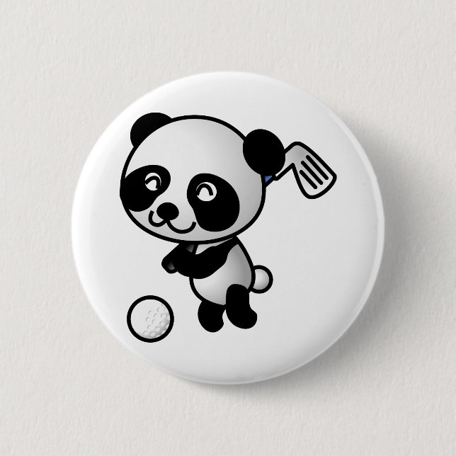 Badge Rond 5 Cm Golf Jouer Panda (Devant)