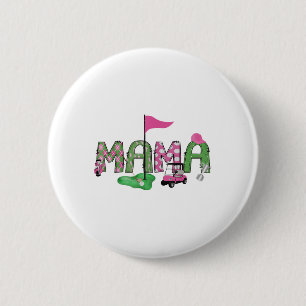 Badge Rond 5 Cm Golf Mama Pink Trou En Un Golf 1ère Fille Annivers