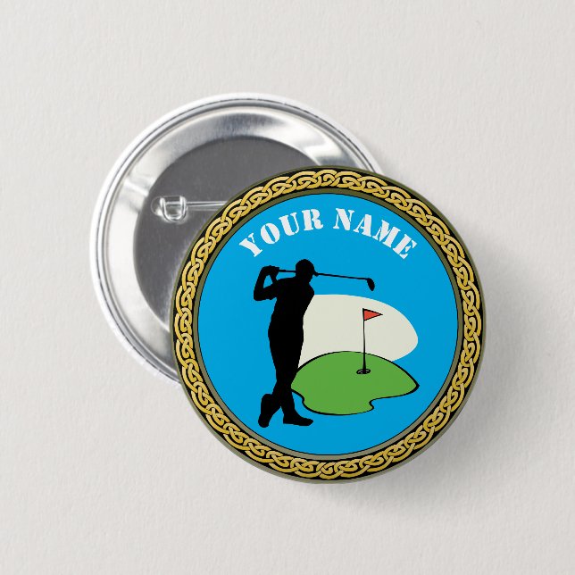 Badge Rond 5 Cm Golf personnalisé - Ajouter un nom (Devant & derrière)