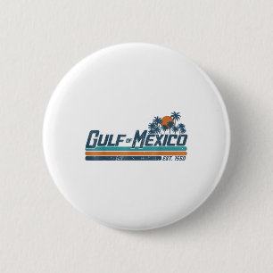 Badge Rond 5 Cm Golfe Du Mexique Est 1550 Plage Vintage Rétro