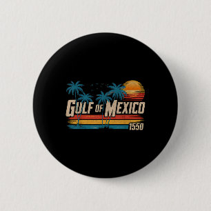 Badge Rond 5 Cm Golfe Du Mexique Est 1550 Plage Vintage Rétro Golf