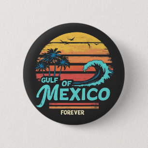 Badge Rond 5 Cm Golfe du Mexique Forever Vintage Beach Mexicaine