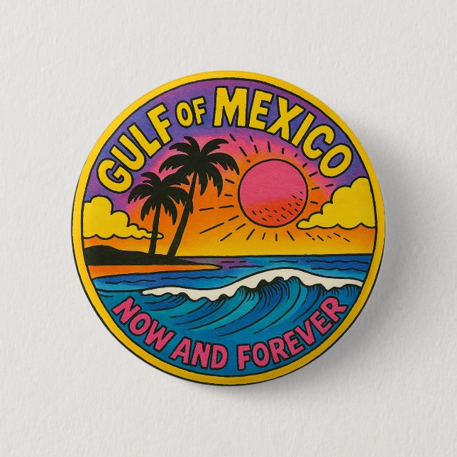 Badge Rond 5 Cm Golfe du Mexique maintenant et l'art océanique (Devant)