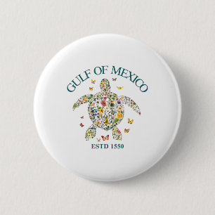 Badge Rond 5 Cm Golfe Du Mexique Pas Amérique Amérique Florale Usa