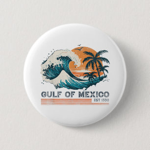 Badge Rond 5 Cm Golfe du Mexique Retro Vintage