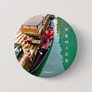 Badge Rond 5 Cm Gondola Boat - Venise, Italie